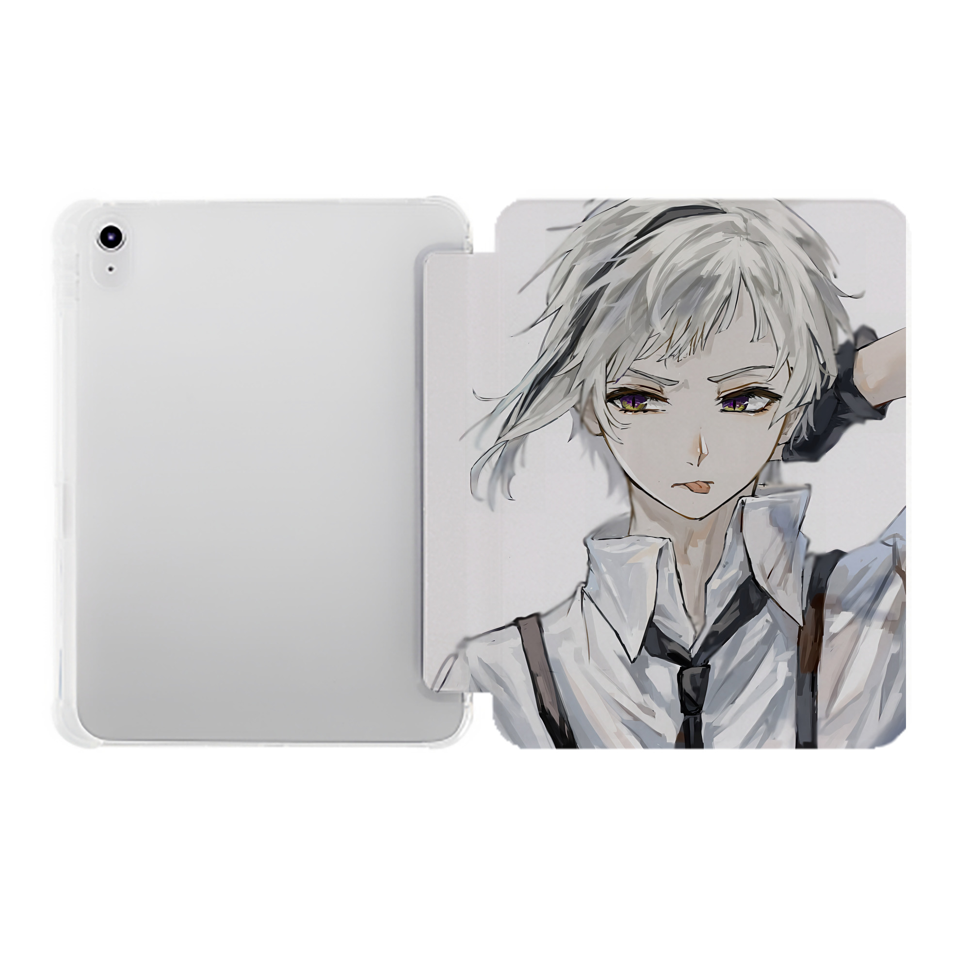 （画像用） 文豪ストレイドッグス Bungo Stray Dogs IPad ケース ペン収納付き 三つ折りスタンド PUレザー×シリコン 対応機種9.5/10.5/10.9インチ